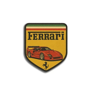 Vintage Ferrari F40 4 inch Sticker Retro Shield Logo Italian Flag Prancing Horse - Picture 1 of 2