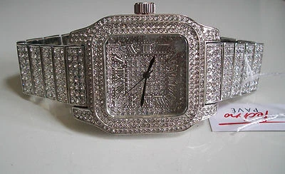 Men's fully Bling silver finish TECHNO PAVE fashion dressy  watch - Image 1 of 4