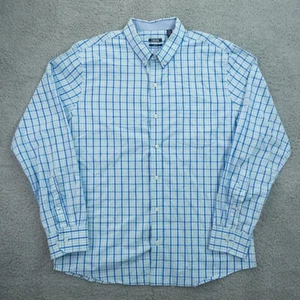 Izod Shirt Adult XL Blue Button Down Long Sleeve Tattersal Plaid Slim Fit Mens - Picture 1 of 9