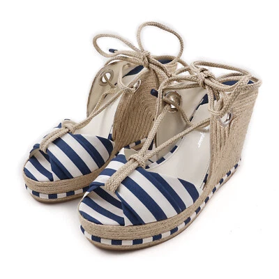 Sandalias de cuña Salvatore Ferragamo 'Evita' de lona y cuerda 10 nuevas en caja zapatos $550 Foto 1 de 4