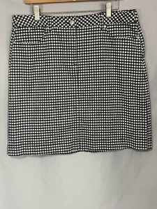 Talbots Women's Black White Checked Gingham Denim Jean Skirt Pockets Midi Sz 12 - Picture 1 of 5