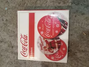 4" 4 Count Coca Cola Christmas Happy Holidays Coasters Coke Santa 2013 In Box - Picture 1 of 4