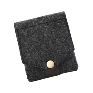 Mini Portable Lipstick Bag with Mirror Square Snap Button Storage Pouch Felt - Picture 1 of 12