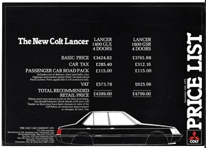 Mitsubishi Colt Lancer Price List 1979-80 UK Market Single Sheet Brochure - Picture 1 of 1