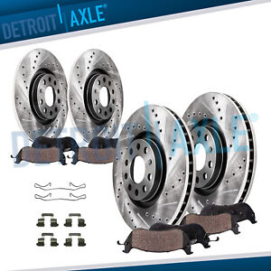 Front Rear Drilled Brake Rotors Brake Pads for Audi A3 Quattro VW GTI Jetta EOS