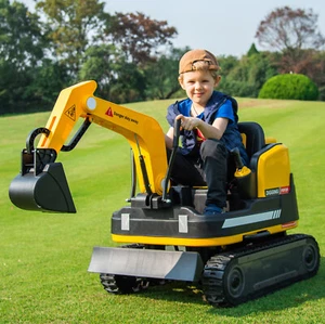 JOYLDIAS Yellow 12V Battery Power Kids Ride On Excavator Bulldozer 360° w/Remote - Picture 1 of 24