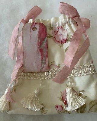 Bolso de joyería hecho a mano de algodón con cordón adornado Shabby Venecia encaje NUEVO GWP Foto 1 de 4
