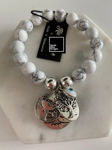 White Howlite Bracelet Tree Of Life Charms & Family Hope Love Charm Evil Eye - Picture 1 of 5