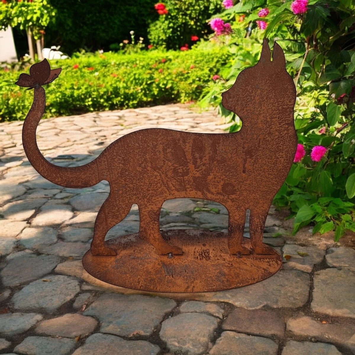 Metall-Katzenzaun-Dekoration – Rostbraun, 40x17 Cm, Aus Eisen, Mit Schrauben Für Garten & Balkon