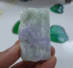 Cert'd Ciondolo Drago di Giada Lavanda Giadeite Naturale Tipo A 0017 - Foto 1 di 8