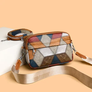 Retro Fashion Small Square Bag – Contrast Stitching Shoulder Crossbody Purse - Picture 1 of 12