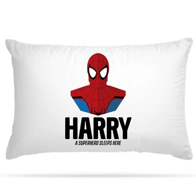 Personalised Superhero Themed Pillow Cover Customisable Bedroom Decoration - Image 1 of 4