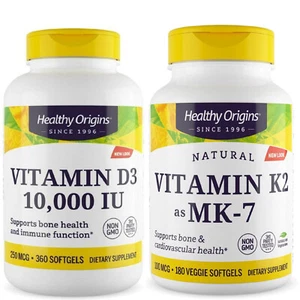 Healthy Origins Vitamina D3 10000 IU ui 360 Softgel + K2 as MK7 100 mcg 180 Caps