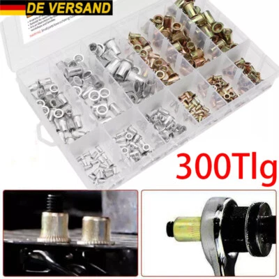 300tlg Blindnietmuttern Set Edelstahl Flachkopf Nietmutter Gewindeniete M3 - M10 - Bild 1 von 4