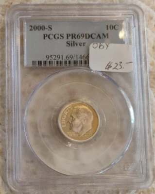 2000 S Silver Proof Roosevelt Dime PCGS PR69DCAM - Image 1 of 4