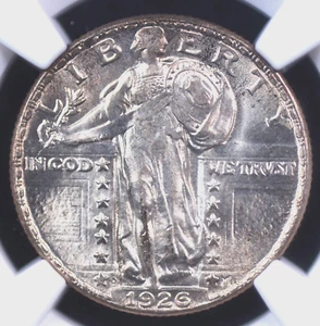 1926 D STANDING LIBERTY QUARTER NGC MS63 FLASHY BLAZING WHITE WITH A FAINT BLUSH - Picture 1 of 5