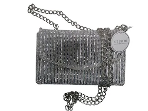 Studio NYC Silver Rhinestone Crossbody with Chain - Picture 1 of 5