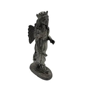 Pewter Angel Girl Fairy Wings Cottage Core SIGNED Michael Ricker Figurine Vtg - Picture 1 of 6