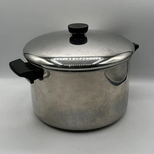 Revere Ware Pentola Stock 6 Qt Fondo Disco Tristrato Acciaio Inox con Coperchio - Foto 1 di 6