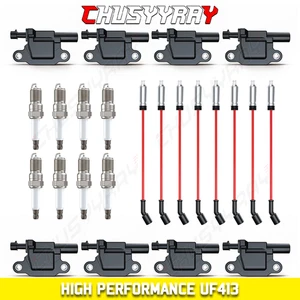 High Performance Ignition Coil & Spark Plug & Wire Fit Chevy GMC 5.3L 6.2L UF413 - Picture 1 of 12