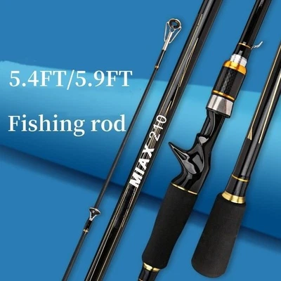 Fishing Rod 2 Sections 5'4"/5'9" Spinning Rod Casting Rod Carbon Fiber Pole Bass - Image 1 of 4