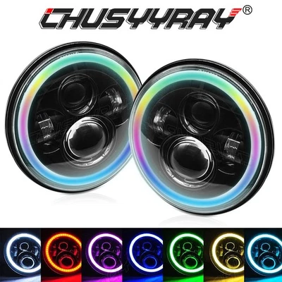 Para Jeep Wrangler JK TJ LJ Par RGB 7"" Halo LED Luces DRL Kit Combo Foto 1 de 4