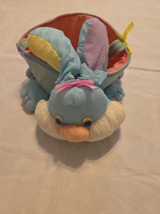 Vintage 80’s Nylon Easter Basket Green Bunny Rabbit Puffalumps Stuffed Animal - Picture 1 of 8