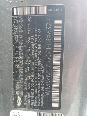 Used Air Cleaner Assembly fits: 2007 Mini COOPER 1.6L HT Cooper S Grade A Foto 1 de 4