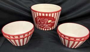 Juego de 5 cubos de palomitas de cerámica noche de cine pintado a mano tema rojo retro - Imagen 1 de 9