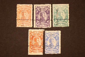 JUEGO DE 5 SELLOS FISCALES JUDICIALES DE MÉXICO 1893-1894 DURANGO - Imagen 1 de 2