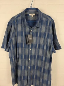 Camicia uomo M&S indaco manica corta, 100% cotone, 2XL regular nuova con etichetta  - Foto 1 di 4