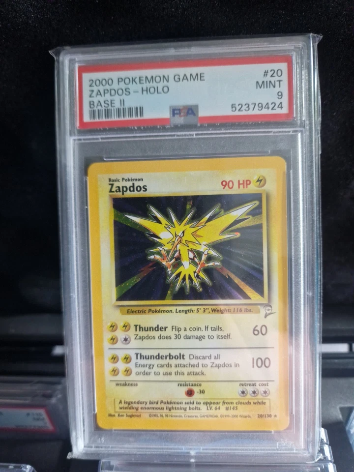 Zapdos PSA 9 Pokemon Card 20/130 Base Set 2 Rare Holo MINT Condition 2000 WOTC - Image 1 of 1