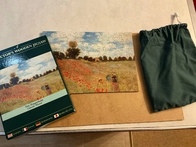 wentworth wooden jigsaw puzzle 140 piece complete poppyfield claude monet - Image 1 of 4