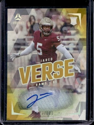 2024 Panini Luminance Jared Verse Rookie Auto RC Gold Rookie #73/100 Rams - Image 1 of 2