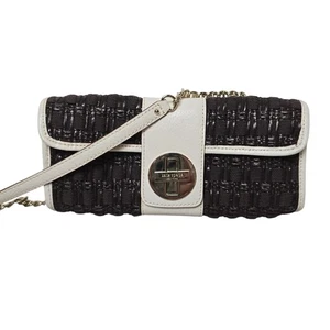 Kate Spade Woven Clutch Bag Shoulder Brown/White NWOT - Picture 1 of 12