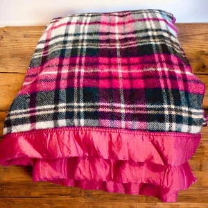 Vintage PEARCE Plaid Wool Blanket Twin Red Green Tartan Satin Edge 84 x 70 - Picture 1 of 11