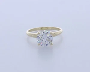 2.2CT Lab-Created Diamond E/VVS2 Round Cut 14K Gold Prong Classic Solitaire Ring - Picture 1 of 4