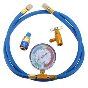 R134A AC Refrigeration Charging Hose With Pressure Gauge Accessories Part - Foto 1 di 13