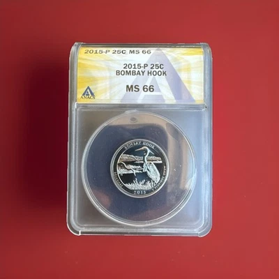 2015 P 25c Anacs MS66 Bombay Hook NP Washington America the Beautiful Quarter - Image 1 of 4