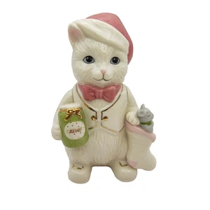 Figura de gato Lenox Holiday Spirit gatito ratón en medias hierba gatera retirada - Imagen 1 de 21