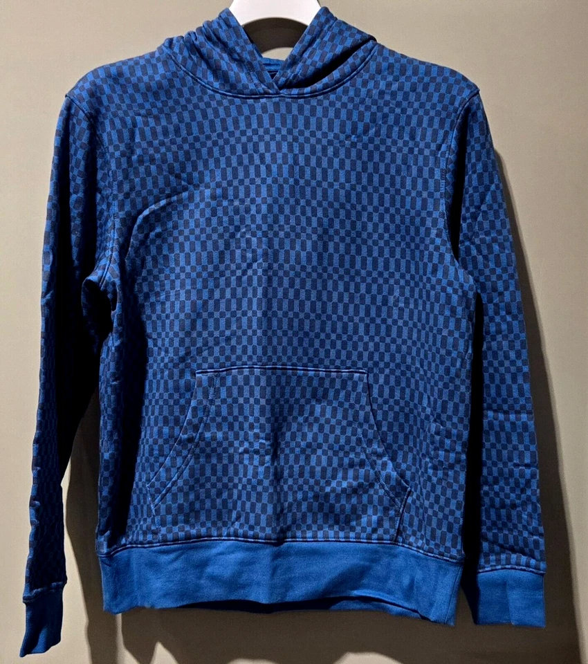 Goodfellow & Co Hoodie Sweatshirt Mens Large Blue Black Check Long Sleeve