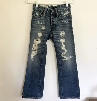 Jeans Abercrombie Niños Talla 10 Azul Envejecido Bootcut Botón Mosca Lavado Mediano Foto 1 de 4