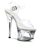 Pleaser Moon-708dm Women's 7" Heel Cut-out Platform Ankle Strap Sandal Shoes