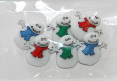 Snowmen Holiday Buttons by Buttons Galore / Shank Back Snowmen Shape Buttons - Image 1 of 3