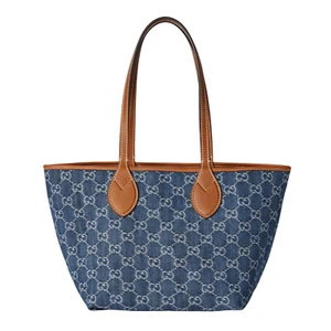 GUCCI Totissima Small $2180 Blue GG Denim Tote Bag New & Authentic - Picture 1 of 12