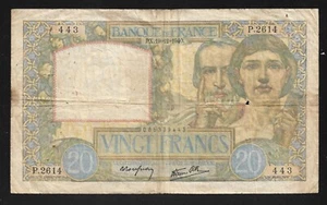 France - Old 20 Franc Note - 1940 - P92 - Circulated - Picture 1 of 2