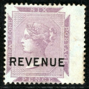 SIERRA LEONE QV Stamp 6d *REVENUE* Overprint (c1885) Mint LMM BLBLUE147 - Picture 1 of 6
