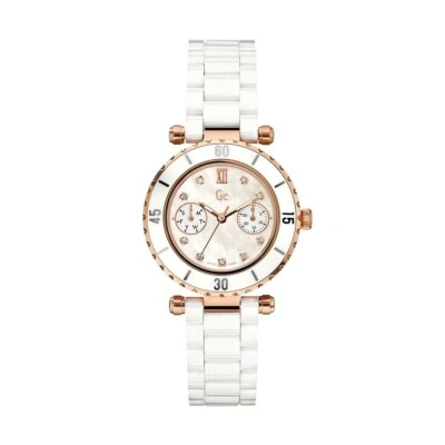 GUESS COLLECTION Women's Swiss mvmnt white Ceramic Watch diamond pink X46104l1S - Image 1 of 4