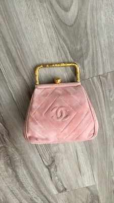 Bolso de Mano Chanel Vintage Rosa Gamuza Noche Foto 1 de 4