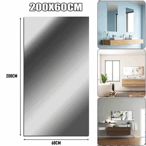 60*200cm Long Mirror Wall Sticker Roll Self Adhesive Bathroom DIY Decor Stick On - Picture 1 of 8